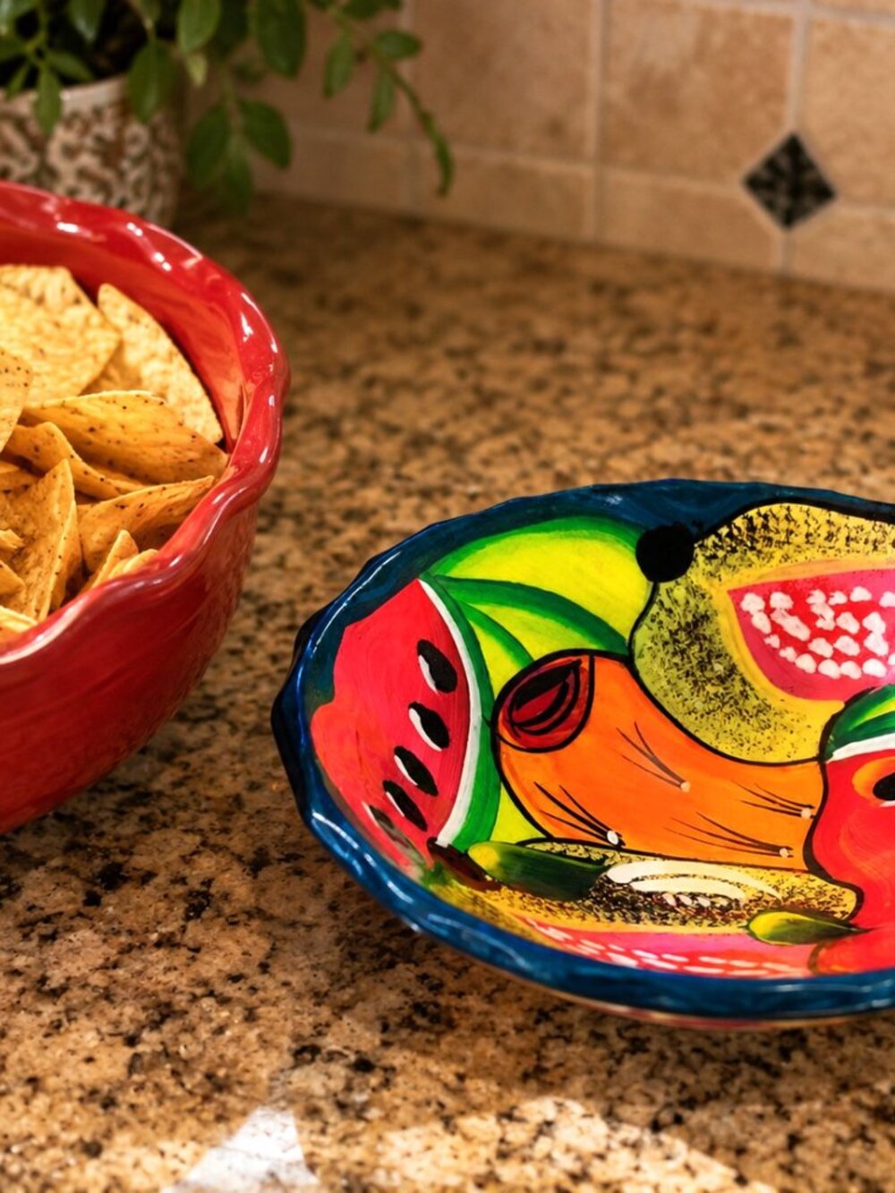 Vivid Mexican Spanish salsa dip dish SHIPS FREE
